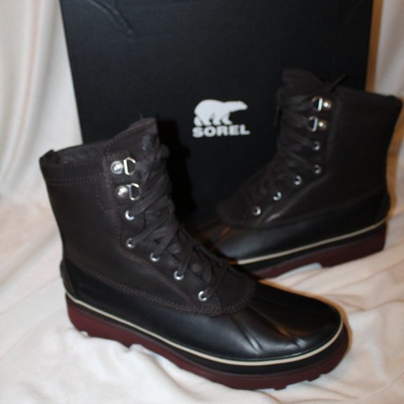 Sorel Men's Black and Burgundy Snow Boots - Picture 3 of 8